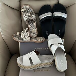 3 pair sandals, 1 price. Franco Sarto, Louise et Cie, Michael Kors